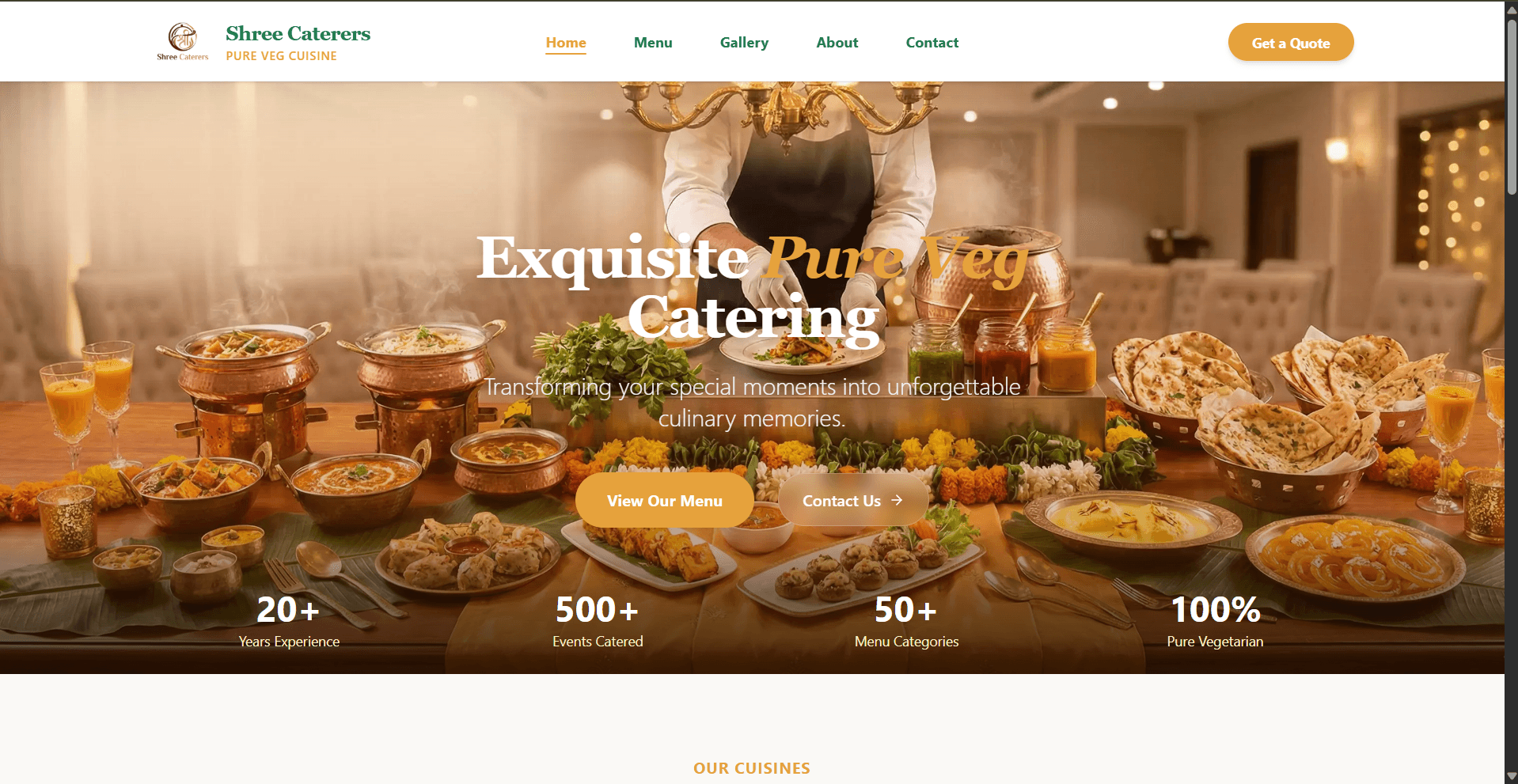 Shree Caterers's Full Stack Web Application