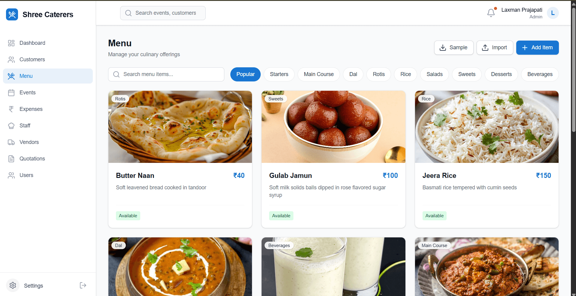 Catering Management System - Screenshot 2
